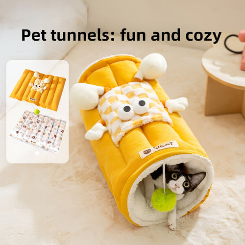 1pc All-Season Convertible Cat Cave & Mat for Cats up to 25lbs
