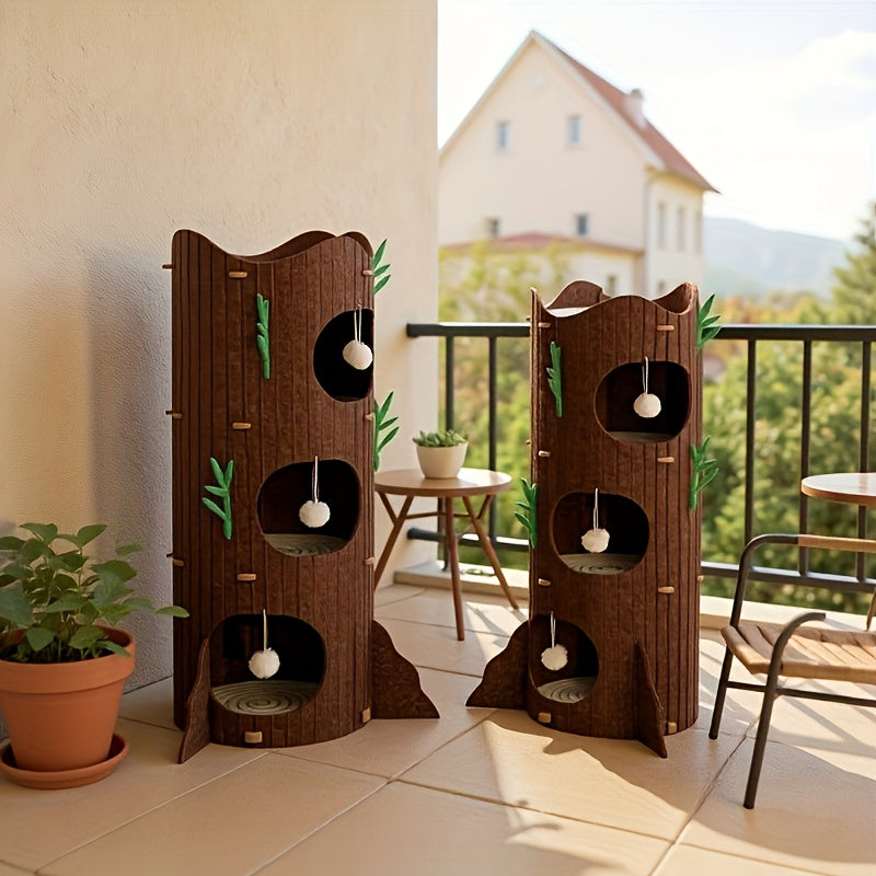 Multi-Tier Cat Tree House • Plush Cushioned Platforms & Enclosed Cozy Cat Bed • Scratching Posts