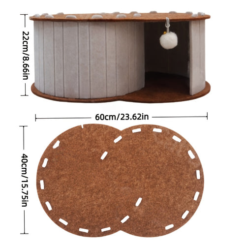 1pc Cat Play Tunnel, made of thick felt material, suitable for all seasons, maze-shaped holes