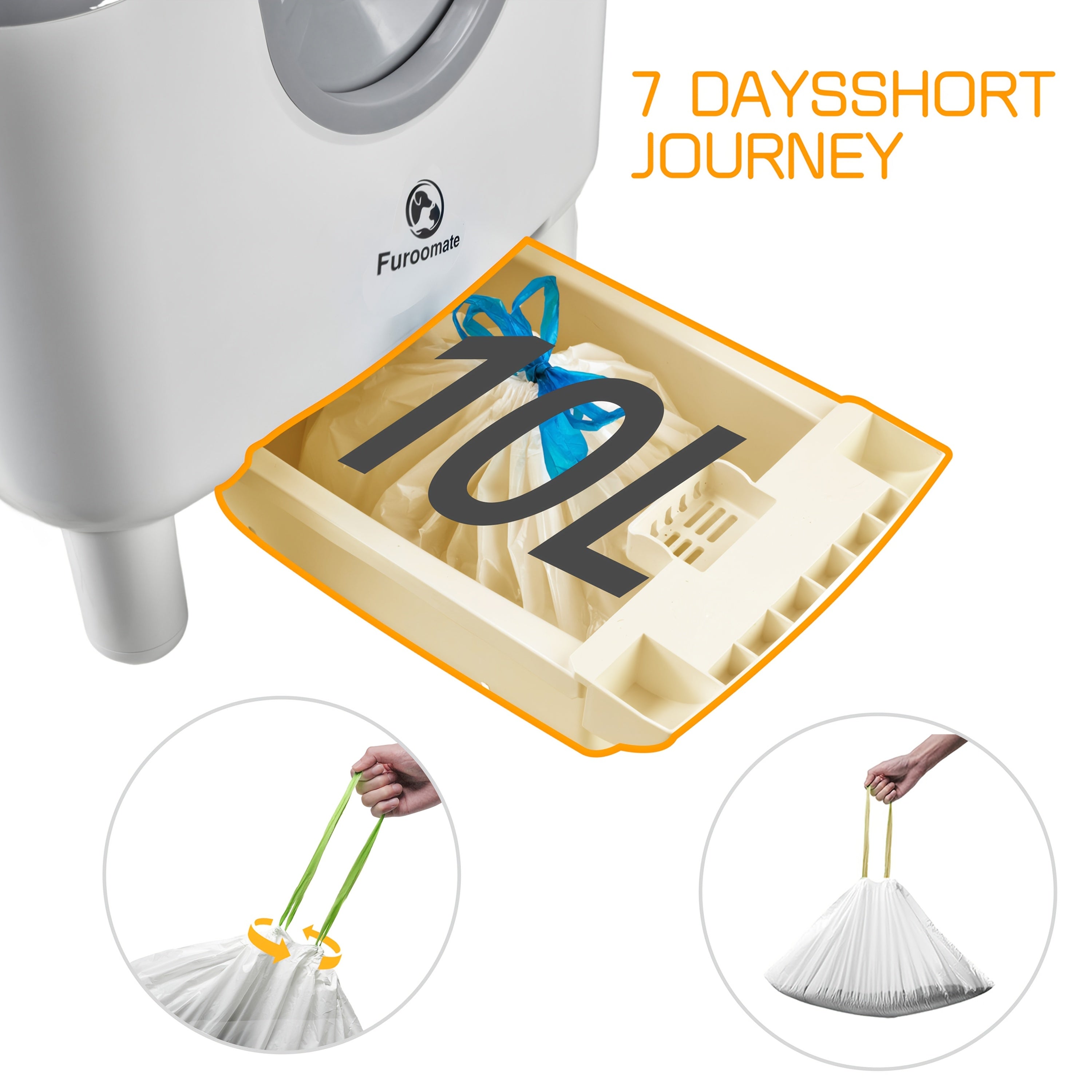 1pc Furoomate Self-Cleaning Litter Box, Open-Top Automatic Cat Litter Box