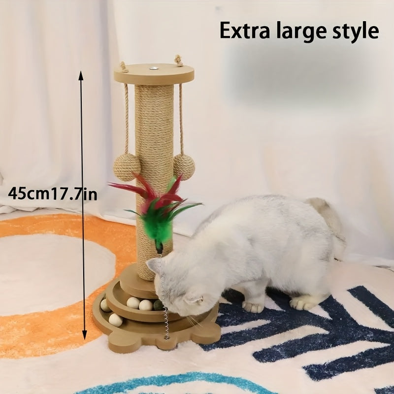 Interactive Cat Tree Tower with Scratching Post, Multi-Tiered Climbing Activity Center with Hanging Ball Track & Hanging