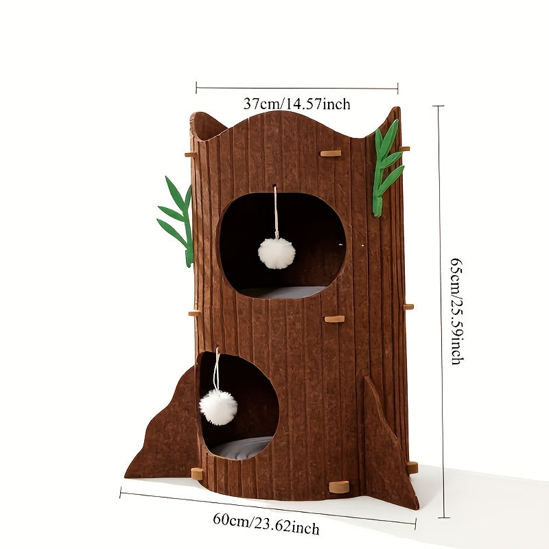 Multi-Tier Cat Tree House • Plush Cushioned Platforms & Enclosed Cozy Cat Bed • Scratching Posts